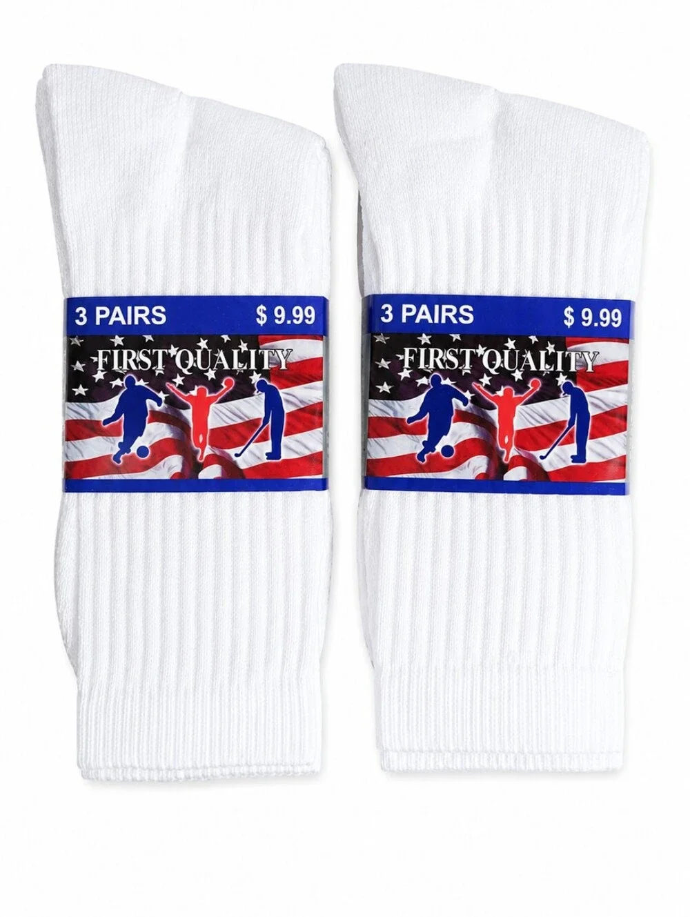 12 Pairs Men's Cotton Crew Everyday Plain Solid White Socks Size 9-11